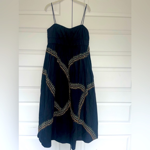 Ulla Johnson Black Midi Dress with Gold Accents - Picture 5 of 10